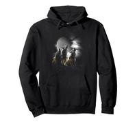 Three Wolves Howling Full Moon Pack Wildlife Art Pullover Hoodie