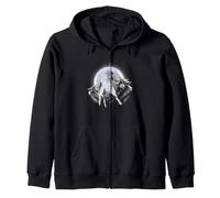 Three Wolves Howling Full Moon Pack Wildlife Art Zip Hoodie