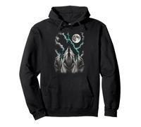 Three Wolves Howling To The Moon Wildlife Wolf Pack Outdoor Pullover Hoodie