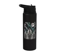 Three Wolves Howling to The Moon Wildlife Wolf Pack Outdoor Stainless Steel Insulated Water Bottle