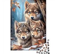 Three Wolves in Winter Forest 1000-Piece Adult Jigsaw Puzzle, 70x50cm/1000pcs, for Progress Whenever Time Allows; Low-dust Pieces for A Tidier Table