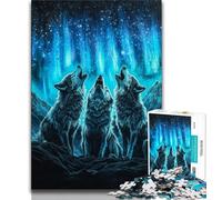 Three Wolves Jigsaw Puzzles for Adults 1000 Piece Puzzle,Help The Brain Exercise Addictive Toys to Cultivate Patience A Work of Art 50x75cm