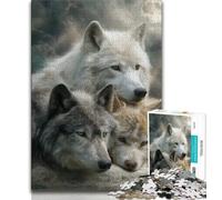 Three Wolves Jigsaw Puzzles for Teenagers 1000 Jigsaws,Challenging Game And Family Play Wall Decoration Unique Birthday And Xmas Gifts (38x26cm)