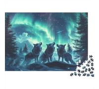 Three Wolves,Northern Lights 52x38cm/1000pcs Erwachsenenpuzzle - Erwachsenenpuzzle DIY-Puzzlespielzeug