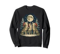 Three Wolves Under Moon Christmas Santa Hat Wolf Lover Sweatshirt