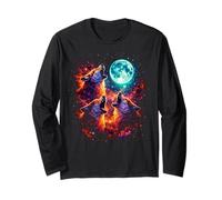 Three Wolves Under Moon Wildlife Wolves Lovers Long Sleeve T-Shirt