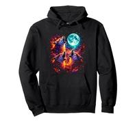 Three Wolves Under Moon Wildlife Wolves Lovers Pullover Hoodie