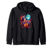 Three Wolves Under Moon Wildlife Wolves Lovers Zip Hoodie