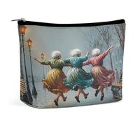 Three Women Dancing in Rainy Street Makeup Bag, Travel Toiletry Organizer, Cosmetic Pouch for Women, Birthday Presents for Mom Girls Women Sisters