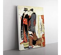 Three Women With A Child By Torii Kiyonaga Asian Japanese Canvas Wall Art Print Ready to Hang, Framed Picture for Living Room Bedroom Home Office Décor, 60x40 cm (24x16 Inch)
