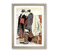 Three Women With A Child By Torii Kiyonaga Asian Japanese Framed Wall Art Print, Ready to Hang Picture for Living Room Bedroom Home Office Décor, Oak A2 (64 x 46 cm)