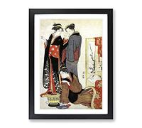 Three Women With A Child By Torii Kiyonaga Asian Japanese Framed Wall Art Print, Ready to Hang Picture for Living Room Bedroom Home Office Décor, Black A4 (34 x 25 cm)