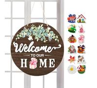 Three Word Wooden Sign - Welcome Door Sign Interchangeable + Use + Use Home Accessory Durable Material to Improve Entrance Aesthetics and Seasonal Farmhouse Living