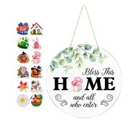 Three Word Wooden Sign - Welcome Door Sign Interchangeable + Use + Use Home Accessory Durable Material to Improve Entrance Aesthetics and Seasonal Farmhouse Living