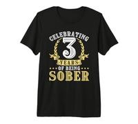 Three Years Clean Sobriety Addiction Recovery 3 Year Sober Premium T-Shirt
