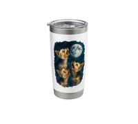Three Yorkshire Terriers Howling At The Moon 3 Yorkie Moon Stainless Steel Insulated Tumbler