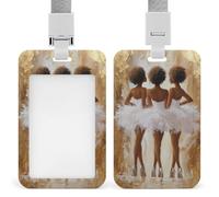 Three Young Black Woman White Tutus ID Badge Holder Retractable Clip Card Holder Card Protector Name Badge Name Tag for Work Office Doctor Nurse