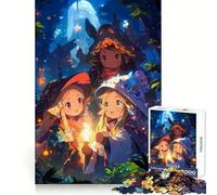 Three Young Forest Witches 1000 Piece Jigsaws for Teenagers Puzzle Mind Challenge Toy Calm Pastime Precise Cut Lovely Gift (50x75cm)