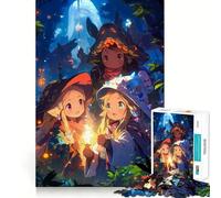 Three Young Forest Witches 1000 Pieces Jigsaw Puzzles for Teenagers Cognitive Toy Gentle Leisure Pattern Assembly Fine Art Piece (38x26cm)