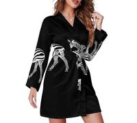 Three Zebras Women's Robes Soft Pajamas Loungewear V-Neck Dressing Gowns Robe for Wedding Party M