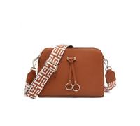 Three Zipped Sections Canvas Strap Cross Body Bag JFY Brown One Size