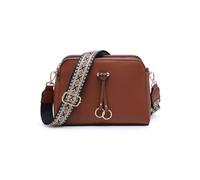 Three Zipped Sections Canvas Strap Cross Body Bag JFY Brown One Size