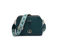 Three Zipped Sections Canvas Strap Cross Body Bag JFY Dark Green One Size