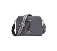 Three Zipped Sections Canvas Strap Cross Body Bag JFY Dark Grey One Size