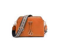 Three Zipped Sections Canvas Strap Cross Body Bag JFY Light Brown One Size