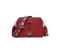 Three Zipped Sections Canvas Strap Cross Body Bag JFY Red One Size