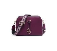 Three Zipped Sections Canvas Strap Cross Body Bag JFY Wine One Size