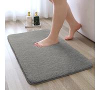 Threefold Super Soft Fluffy Bath Mat with Non-Slip and High Resilience, Resist Sinking Flattening for Bathroom and Bedside - 40 x 60cm (Grey)