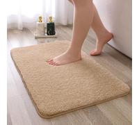 Threefold Super Soft Non Slip Bath Mat - Fluffy, High Resilience, Absorbent - Resist Sinking, Flattening - 50 x 80cm (Beige)