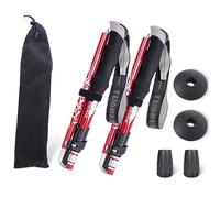 ThreeH 2 Pack Walking Sticks Foldable Trekking Poles Exercising Traveling Hiking Sticks with Quick Lock Easy to Adjust Lightweight Walking Poles for Backpacking Red