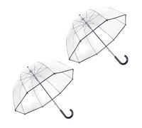 ThreeH 2 Pcs Clear Bubble Umbrella Auto Open Non-Slip Grip Transparent POE Cover for Women Bridal Photography Outdoor Events or Daily Use