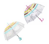ThreeH 2 Pcs Umbrella for Kids with Rainbow Patterns Automatic Open Shatterproof Fiberglass Smooth Arc Handle for School Travel Rainy Days