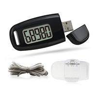 ThreeH 3D Pedometer with Clip and Lanyard Backlight Digital Walking Counter Daily Exercise Monitor Track Steps Miles Calories Rechargeable Accurate Step Counter Black