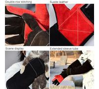 ThreeH 60cm/23.6" Animal Handling Gloves Reinforce Pet Leather Glove Anti-Bite Anti-Scratch for Puppy Cat Bird Lizard Snake Training Rose Pruning Gardening Gauntlets