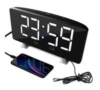 ThreeH Alarm Clock FM Radio for Bedroom Dimmer Snooze 12/24 H White