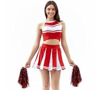 ThreeH Anime Cheerleader Ensemble Sexy Stage Costume with Sleeveless Topand Skirt Great for Cosplay School Competitions Nightclub Parties