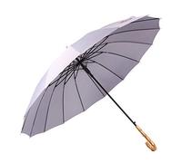 ThreeH Auto Open Stick Umbrella Windproof and Rainproof Protable Lightweight Bamboo Hook Handle KS08,Gray