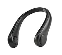 ThreeH Black Neck Fan with Soft Silicone Skin-Friendly Material 360° Adjustable Angles & Bladeless Design Powerful USB Cooling Long Battery Life for Outdoor