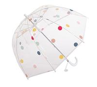 ThreeH Children's Clear Bubble Umbrella Curved Handle Sturdy Plastic Material Shatterproof 8 Ribs Manual Open Lovely Dot Umbrella for Boys Girls, White, One Size, Classic