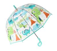 ThreeH Children's Dinosaurs Umbrella Shatterproof 8 Fiber Ribs Curved Handle Transparent Dome Bubble Umbrella for Boys,Blue