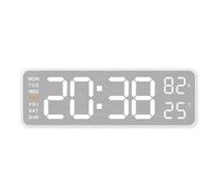 ThreeH Desk Clocks with Temperature Humidity and Week with 5 Adjustable Brightness for Bedroom, Living Room and Office, White