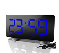 ThreeH Digital Alarm Clock with Radio (76.0MHZ-108.0MHZ) 2 Alarm Setting USB Port for Charging 4 Adjustable Brightness Snooze Digital Clock for Kids Adults Blue