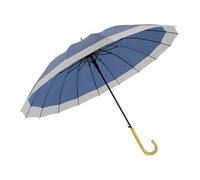 ThreeH Large Umbrella Windproof Auto Open Wood Hook Handle Stick Rain Umbrella with Sturdy 16K Ribs for Rainy or Sunny Days,Navy