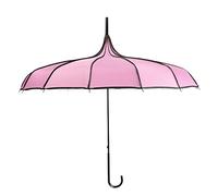 ThreeH Long Pagoda Umbrella Vintage Bridal Parasol for Ladies Girls Windproof 16 Ribs Leather Hooked Handle Rain Sun Umbrella,Pink