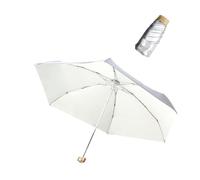 ThreeH Mini Travel Umbrella Rain and Sun Protection UPF 50+ for Women Girls Silver Coating Layer Blocking UV Lightweight Pocket Umbrella,White