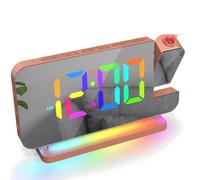 ThreeH RGB Alarm Clock Digital Projection Clock with Night Light Rose